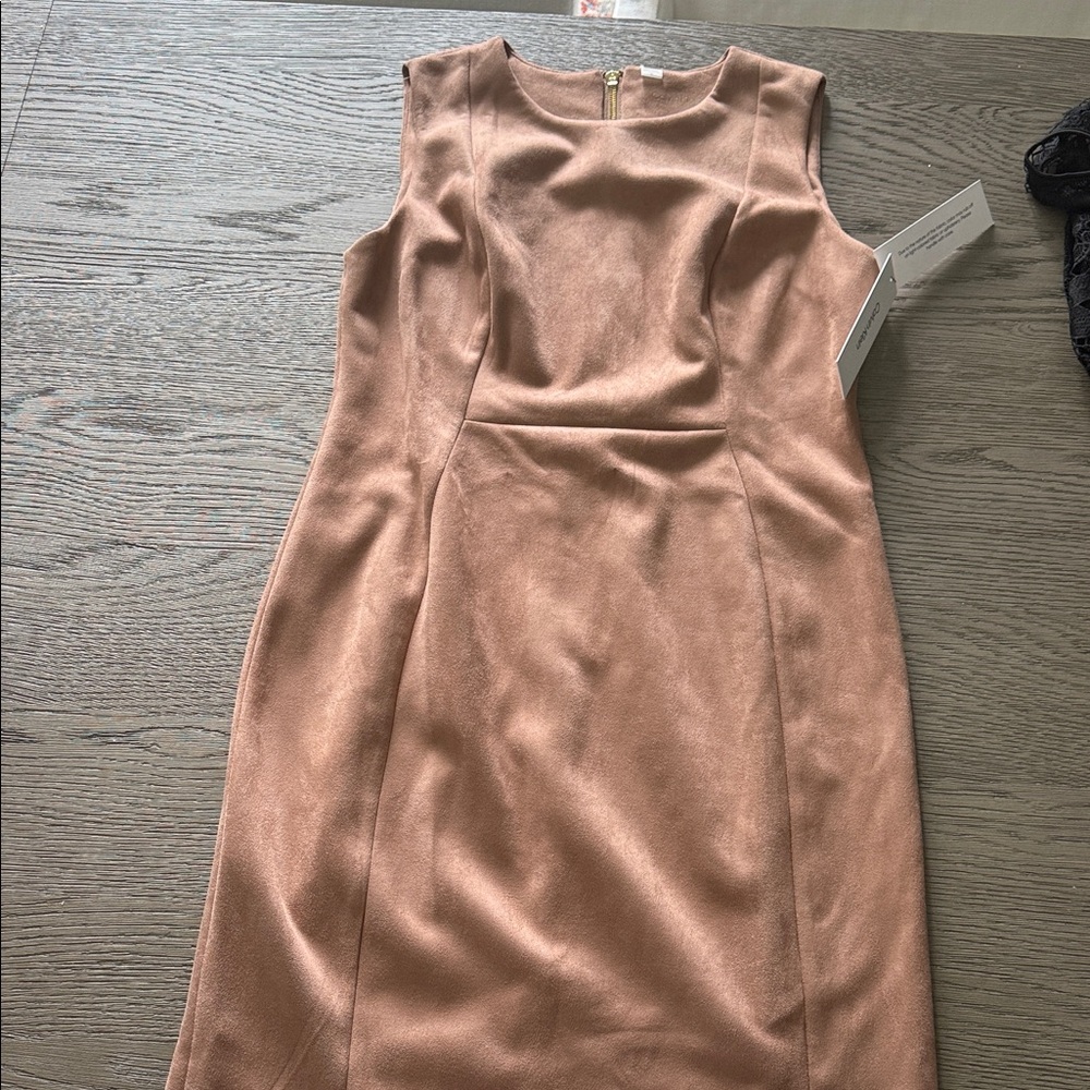 Nwt Calvin Klein Elegant Tan Sleeveless Dress